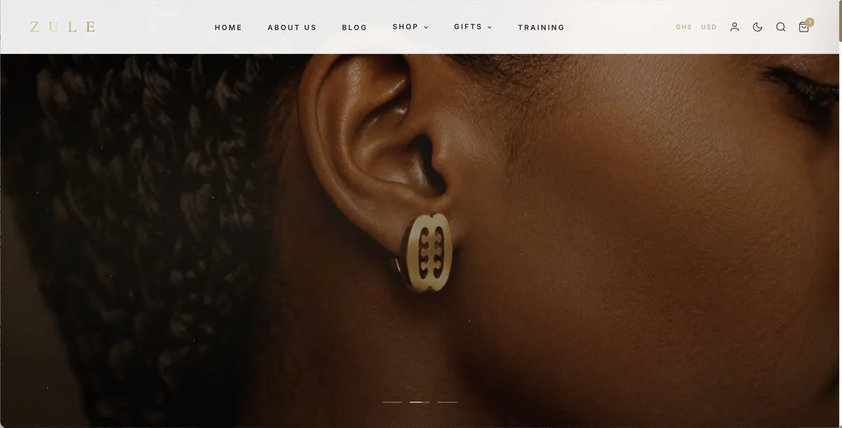 The Zule Jewelry website